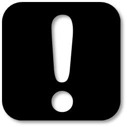Drîm pictogram (arrow growing from bottom left to beyond the top right of  a box) to the left of an exclamation mark, both within a thought bubble
