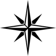 The eight points of the compass, in black
