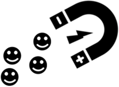 Magnet attracting smiling faces